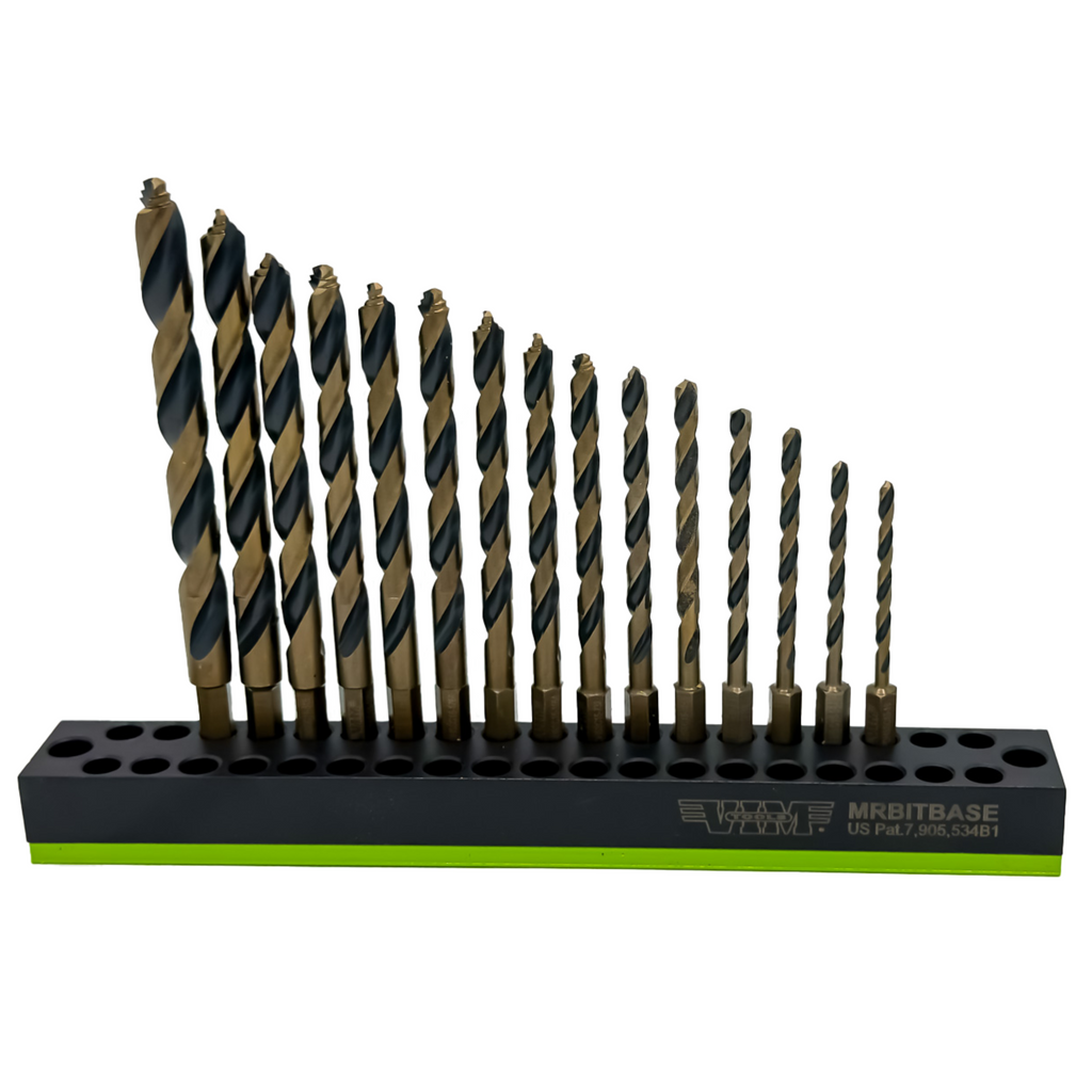 Vim Tools - 15 Piece Power Drive M35 Drill Bit Set With Magnetic Base - Ridge Toolbox