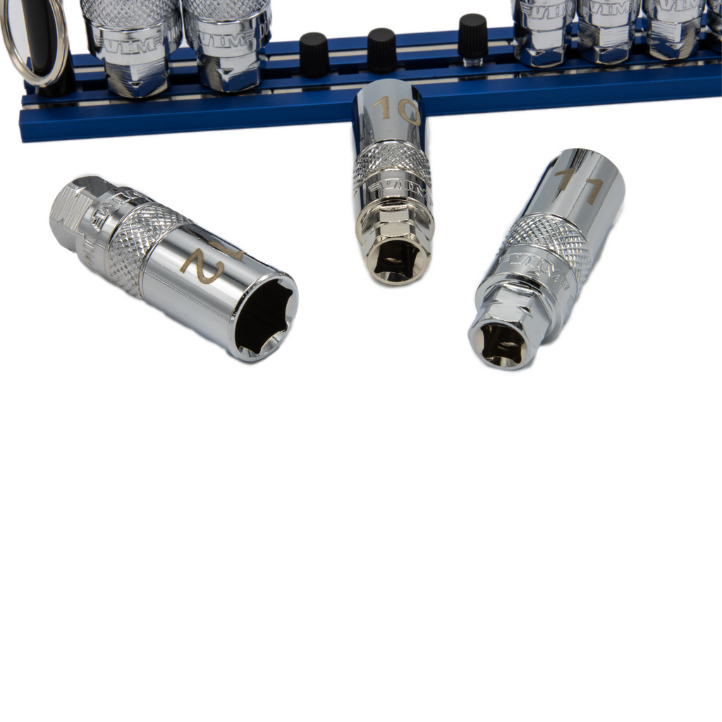 VIM Tools - Deep Dual Drive Metric Socket Set – 1/4" Square Drive, 11mm & 13mm Hex Outer Drive (6mm - 14mm)