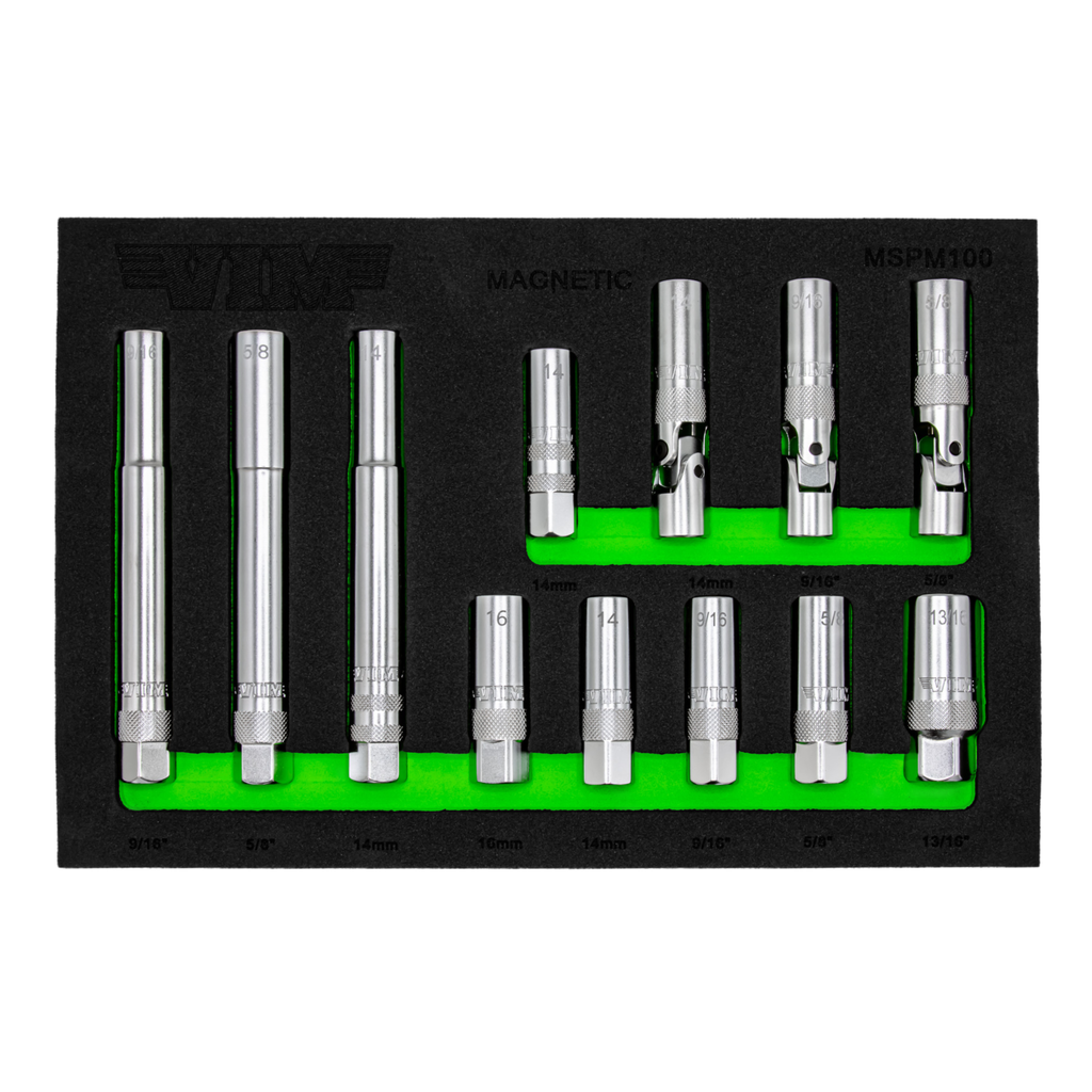 VIM Tools - 12 Piece 3/8″ Dr. Magnetic Spark Plug Master Set - Ridge Toolbox