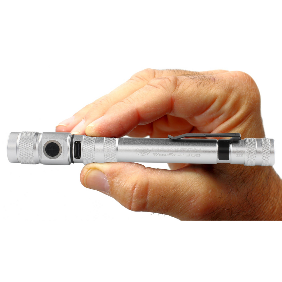 Maxxeon - WorkStar 369 Rechargeable LED Zoom Penlight/Inspection Light USB-C - SILVER - Ridge Toolbox