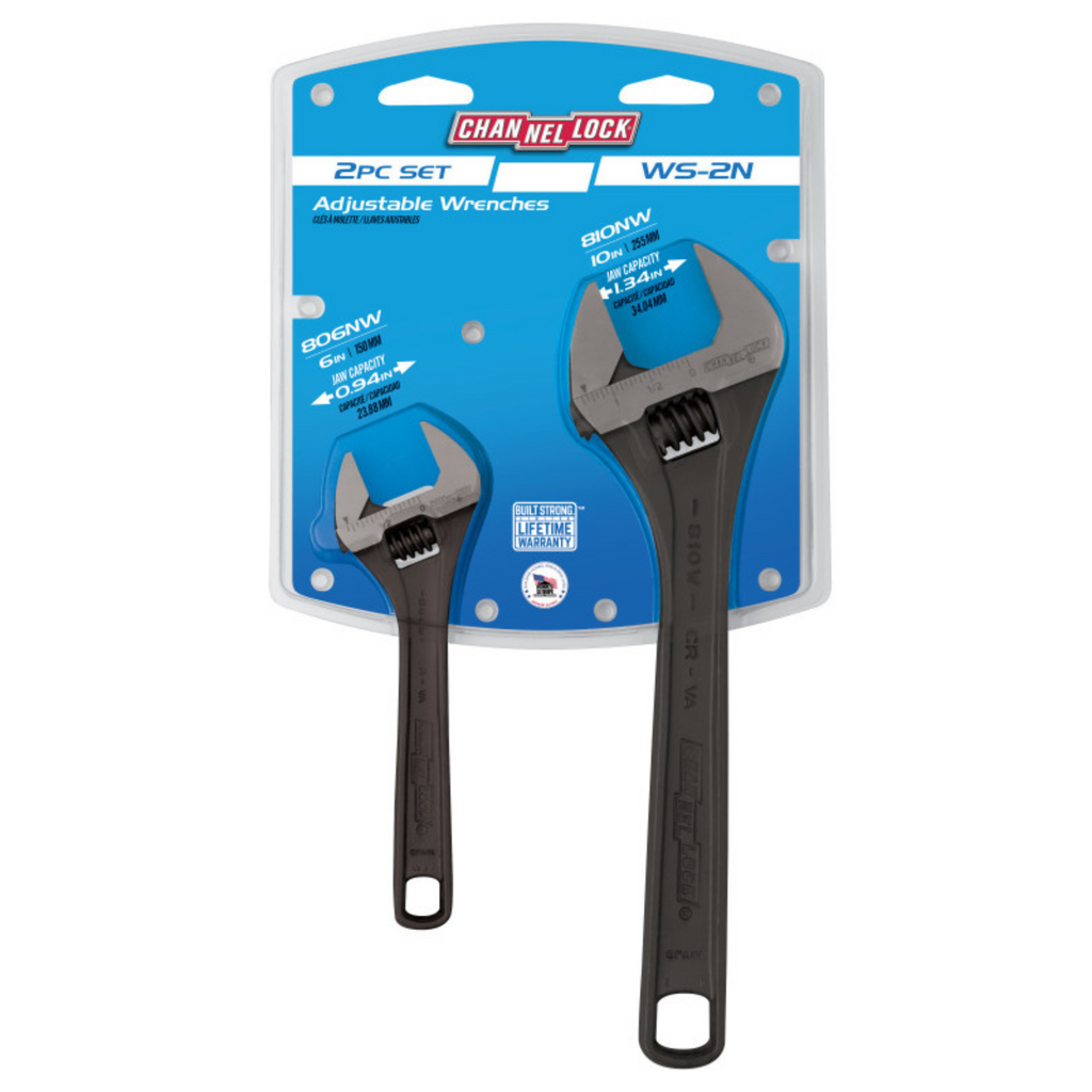 Channellock 2-Piece Black Adjustable Wrench Set - Ridge Toolbox