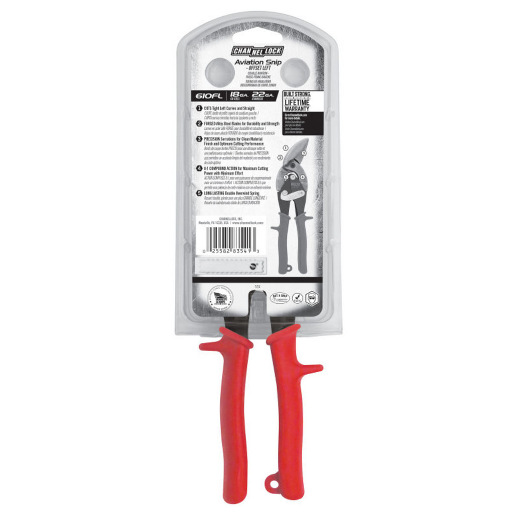 Channellock 10-Inch Offset Left Aviation Snip - Ridge Toolbox