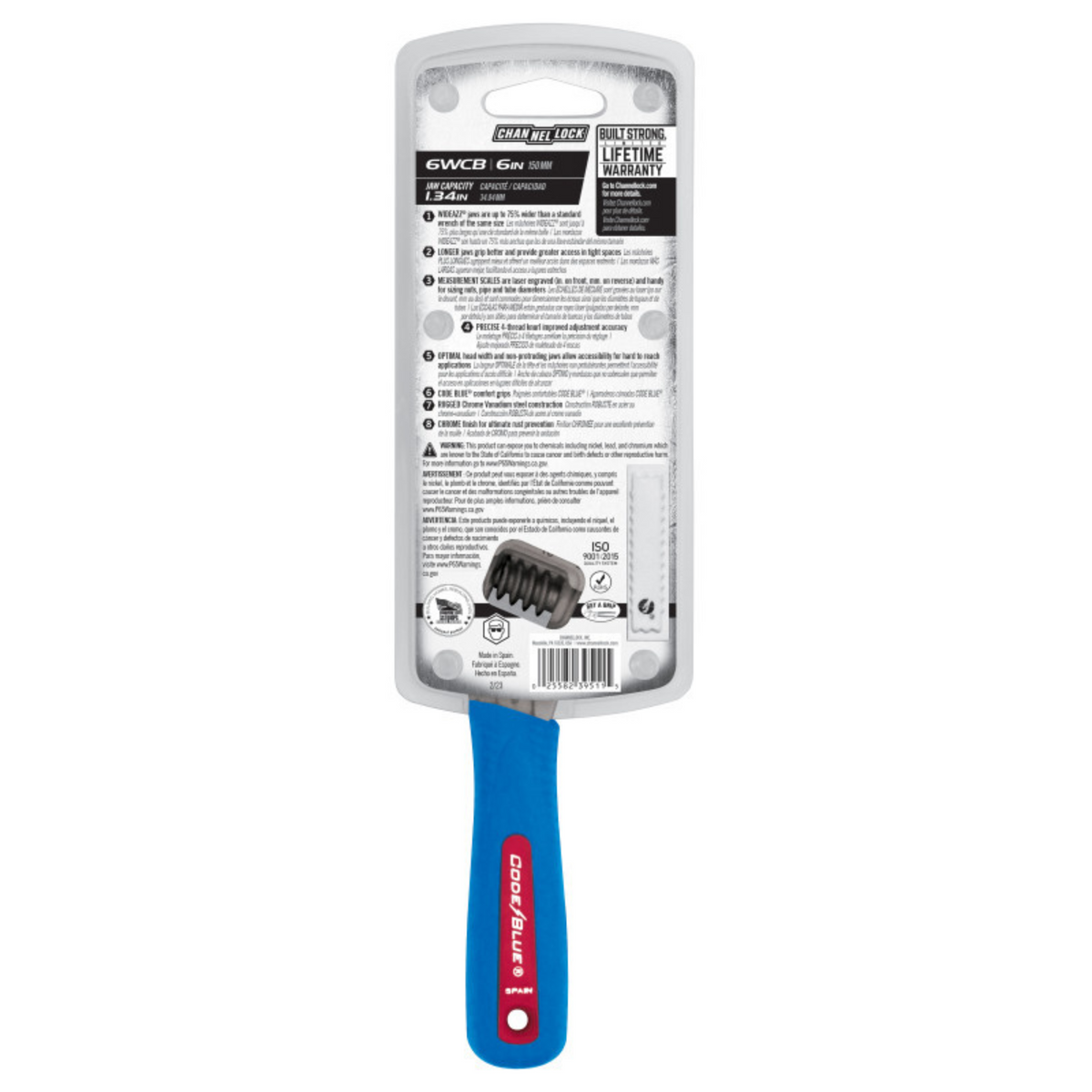 Channellock 6-Inch CODE BLUE® WideAzz® Adjustable Wrench - Ridge Toolbox