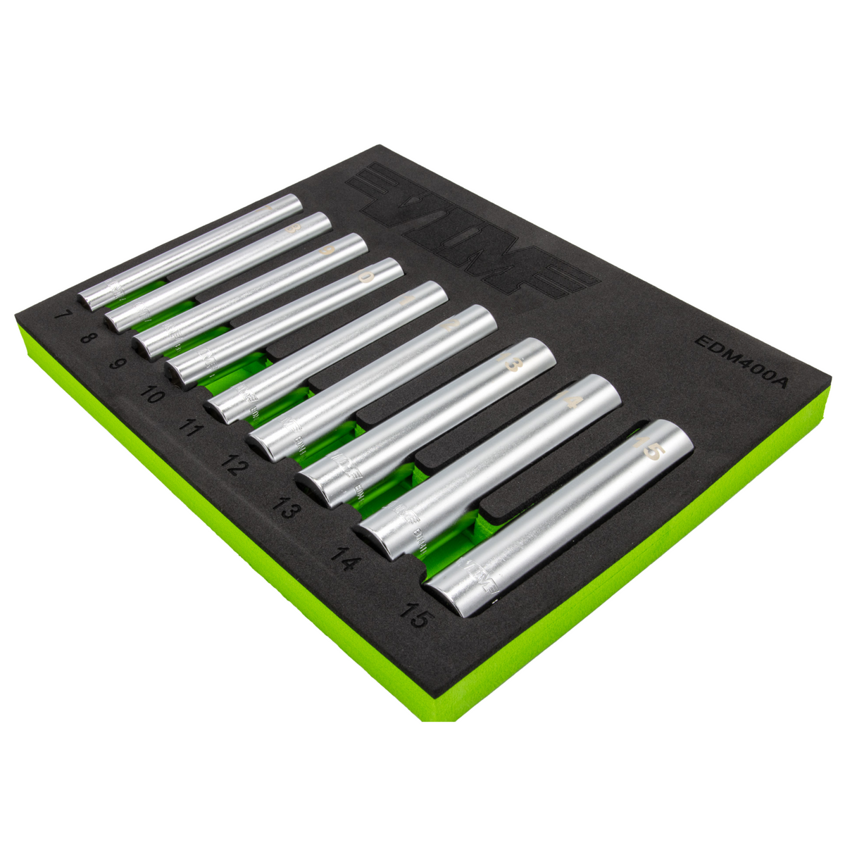 VIM Tools - 9 pc. 1/4'' Extra Deep 6 pt. Metric Socket Set - 1/4'' dr. (7 - 15mm) - Ridge Toolbox