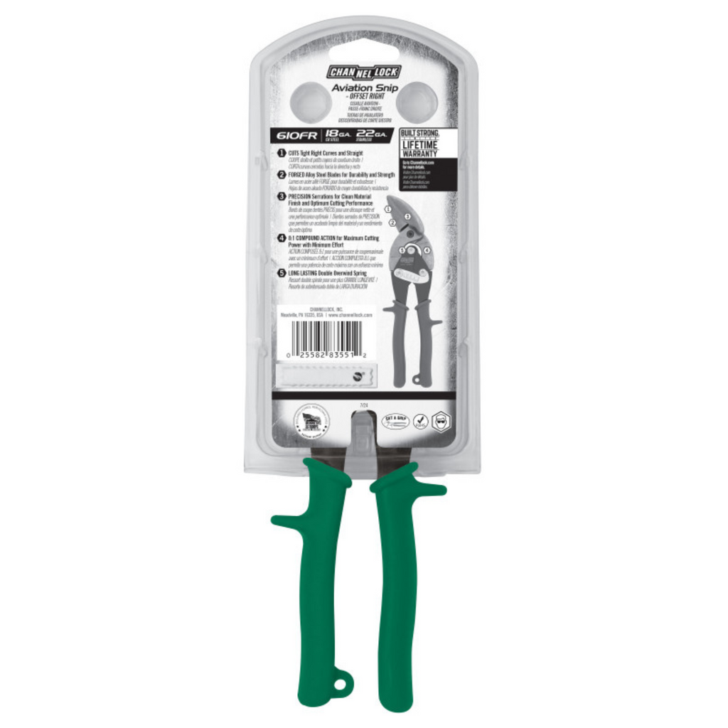 Channellock 10-Inch Offset Right Aviation Snip - Ridge Toolbox