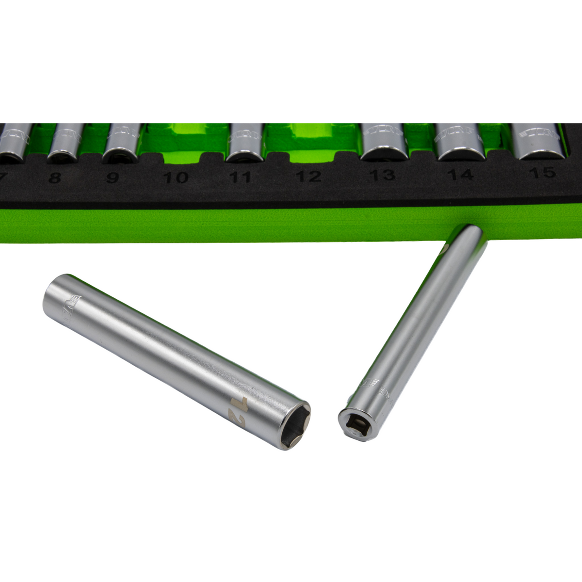VIM Tools - 9 pc. 1/4'' Extra Deep 6 pt. Metric Socket Set - 1/4'' dr. (7 - 15mm) - Ridge Toolbox