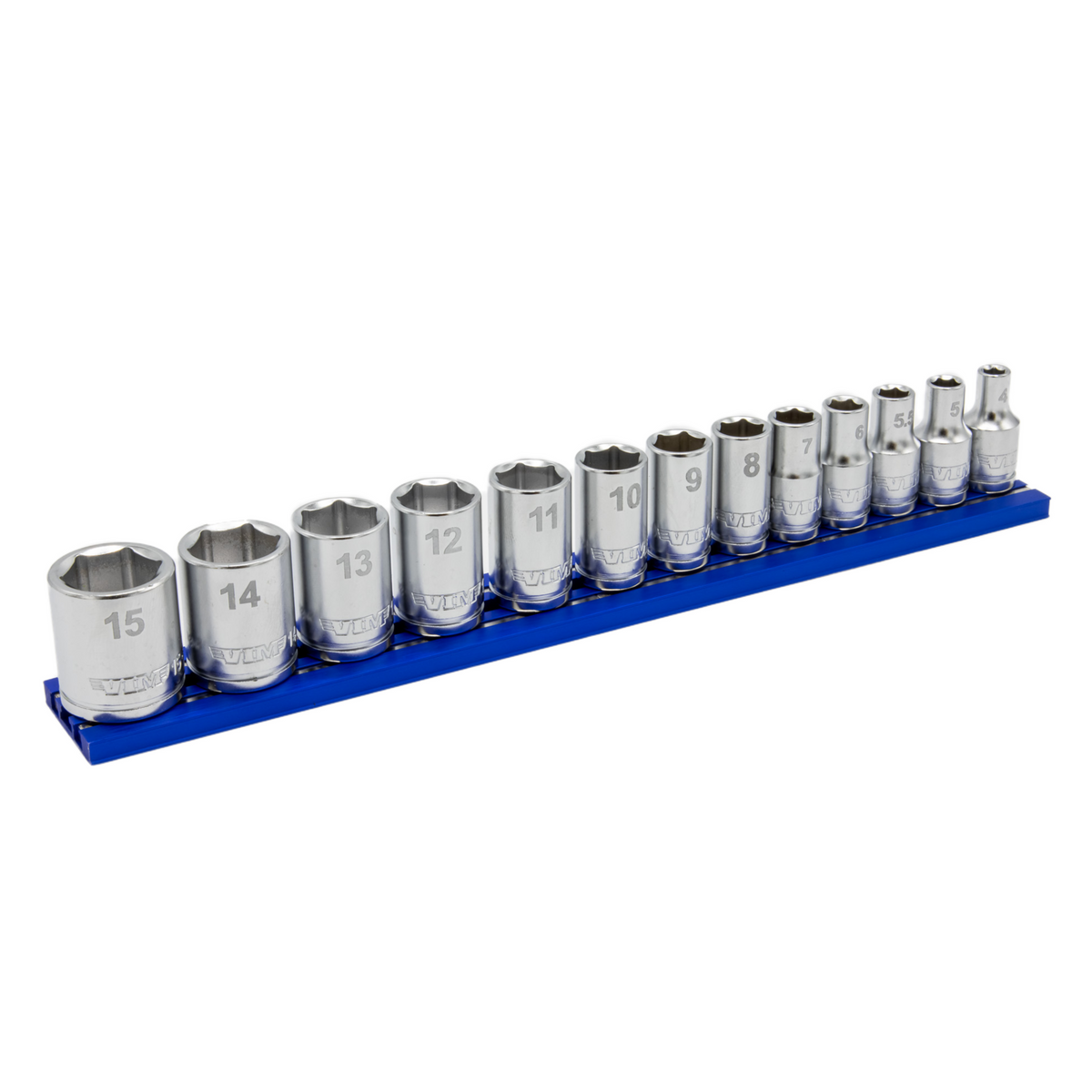 VIM Tools - 13 PC. 1/4'' DR. METRIC SOCKET SET W/ BLUE 8"  MAGRAIL - SMS400 SUBSET