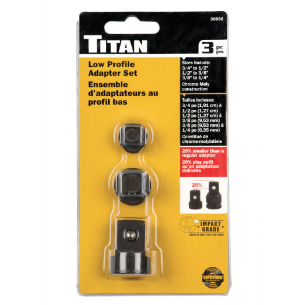 3 pc. Increasing Low Profile Impact Socket Adapter Set (30936) - Ridge Toolbox