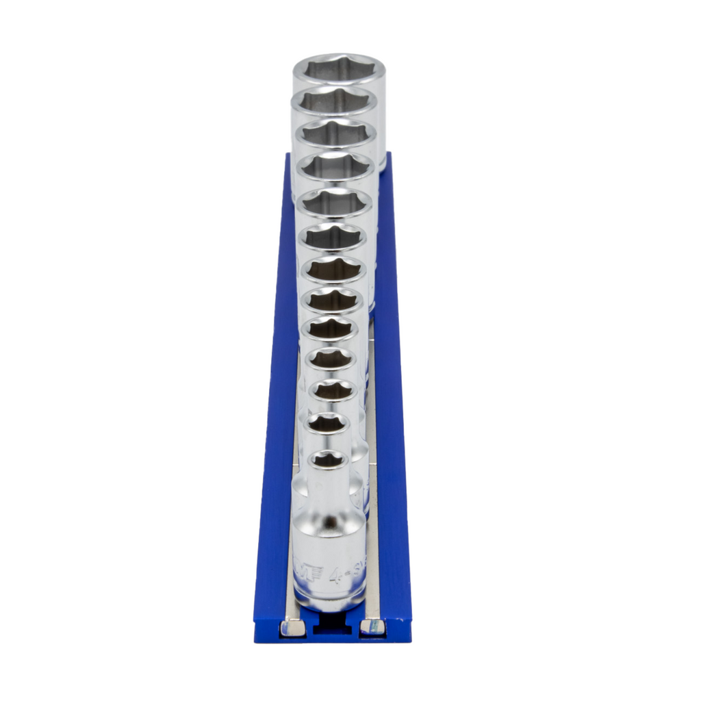 VIM Tools - 13 PC. 1/4'' DR. METRIC SOCKET SET W/ BLUE 8"  MAGRAIL - SMS400 SUBSET