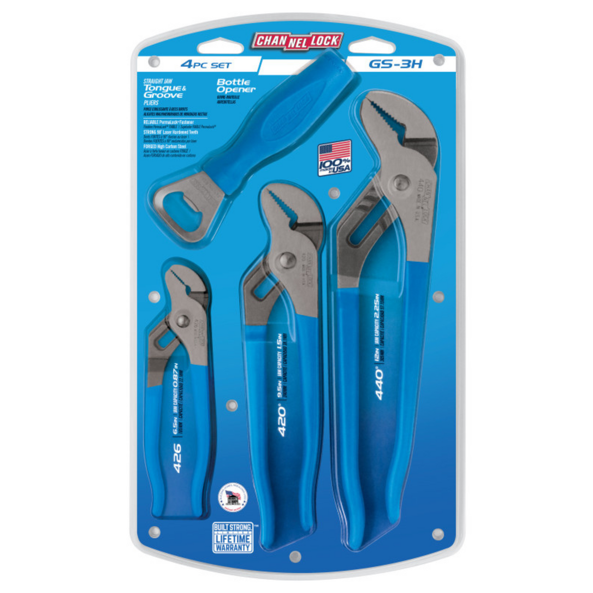 Channellock 3pc Tongue & Groove Pliers Set with Bottle Opener - Ridge Toolbox