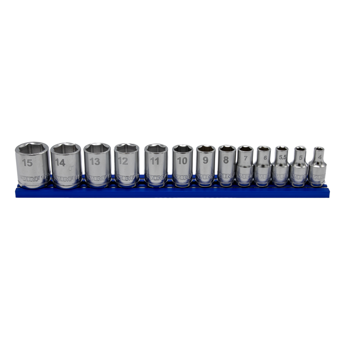 VIM Tools - 13 PC. 1/4'' DR. METRIC SOCKET SET W/ BLUE 8"  MAGRAIL - SMS400 SUBSET