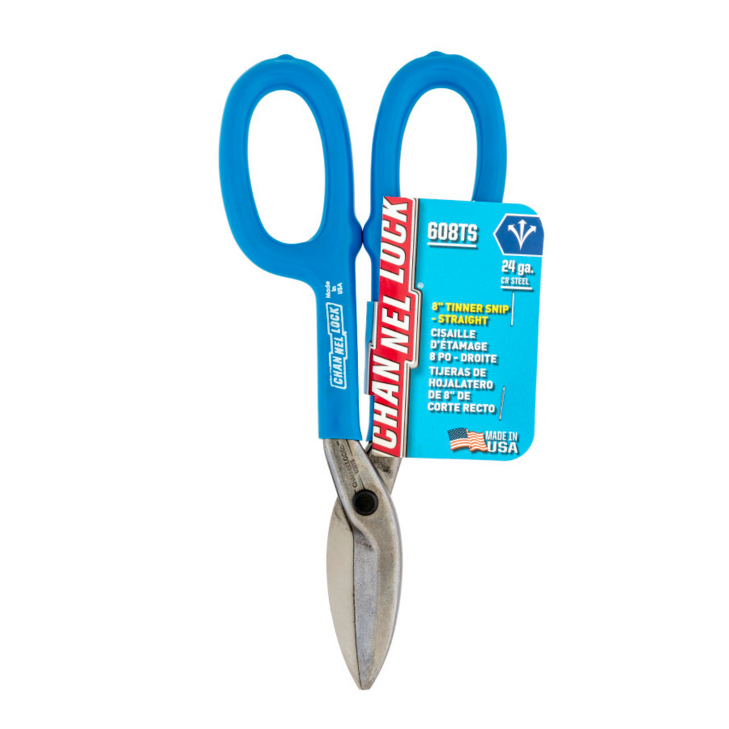 Channellock 8-Inch Straight Tinner Snip for Precision Cutting - Ridge Toolbox