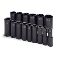 SK Tools USA - 15 Piece 1/2" Drive 6 Point Fractional Deep Impact Socket Set - Ridge Toolbox