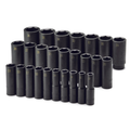 SK Tools USA - 26 Piece 1/2" Drive 6 Point Metric Deep Impact Socket Set - Ridge Toolbox