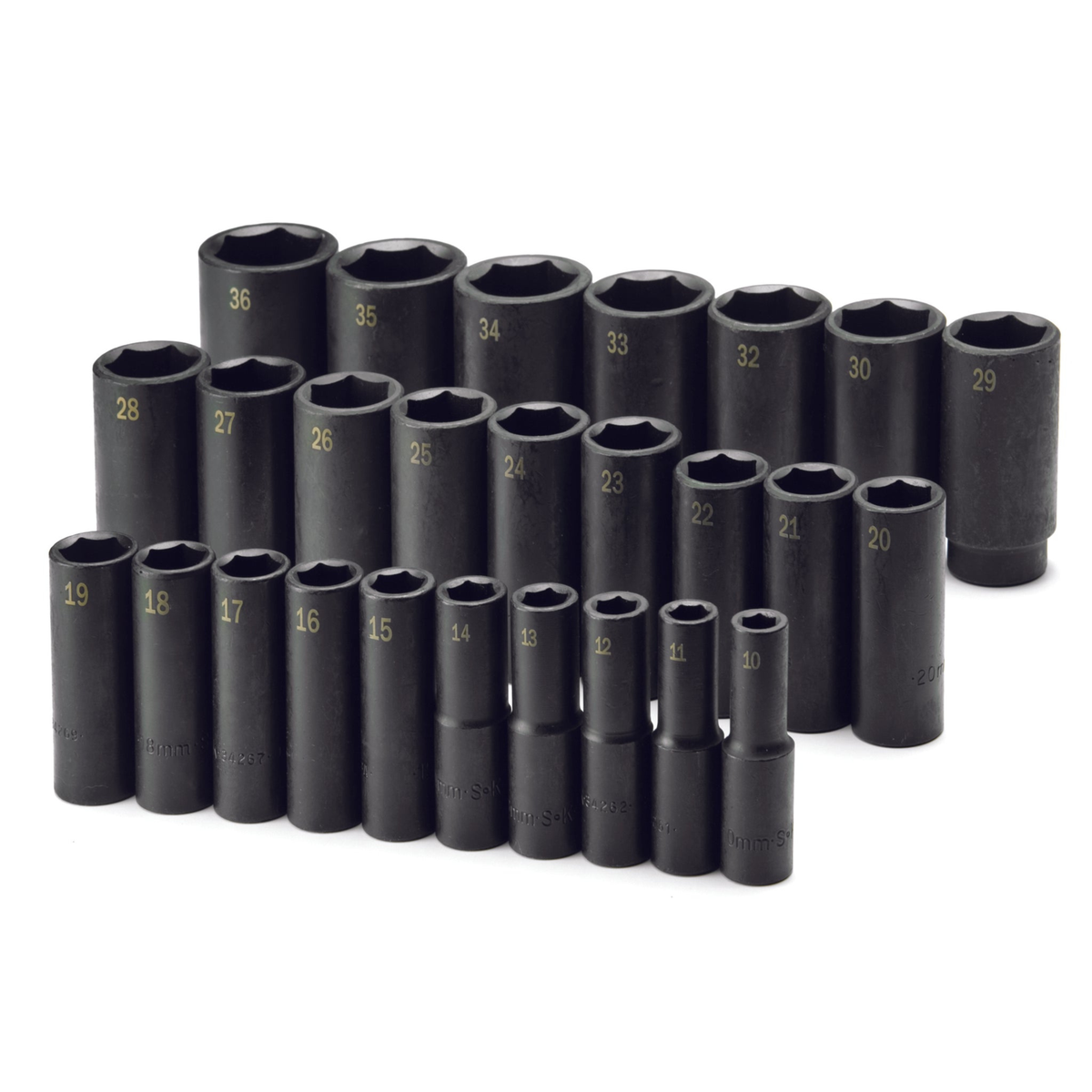 SK Tools USA - 26 Piece 1/2" Drive 6 Point Metric Deep Impact Socket Set - Ridge Toolbox