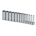 SK Tools USA - 13 Piece 1/4" Drive 6 Point Deep Metric Chrome Socket Set - Ridge Toolbox