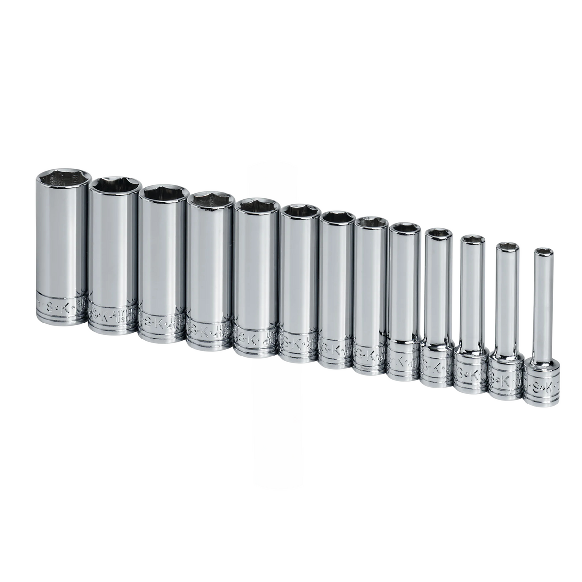 SK Tools USA - 13 Piece 1/4" Drive 6 Point Deep Metric Chrome Socket Set - Ridge Toolbox