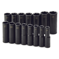 SK Tools USA - 15 Piece 1/2" Drive 6 Point Metric Deep Impact Socket Set - Ridge Toolbox