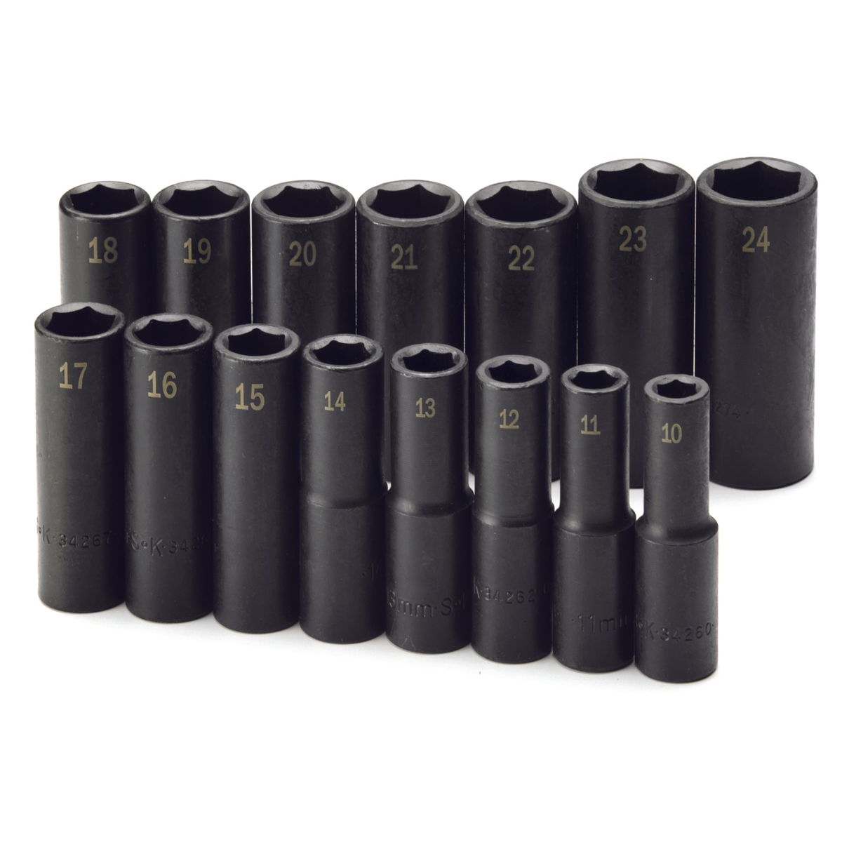 SK Tools USA - 15 Piece 1/2" Drive 6 Point Metric Deep Impact Socket Set - Ridge Toolbox