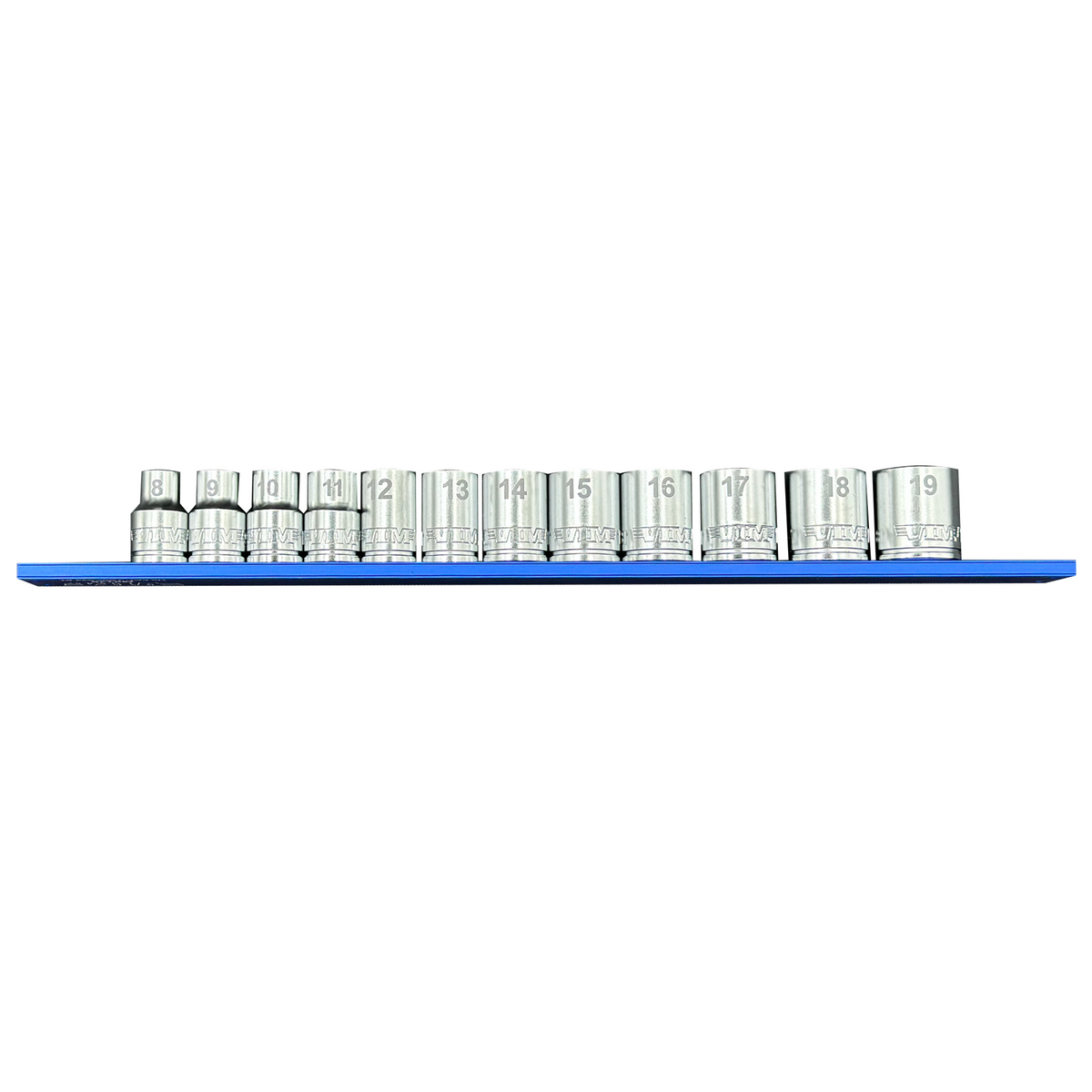 VIM Tools - 12 PC. 3/8'' DR. METRIC SOCKET SET W/ 12" BLUE MAGRAIL - SMS600 SUBSET
