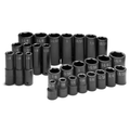 SK Tools USA - 28 Piece 1/2" Drive 6 Pt SAE Std and Deep Impact Socket Set - Ridge Toolbox