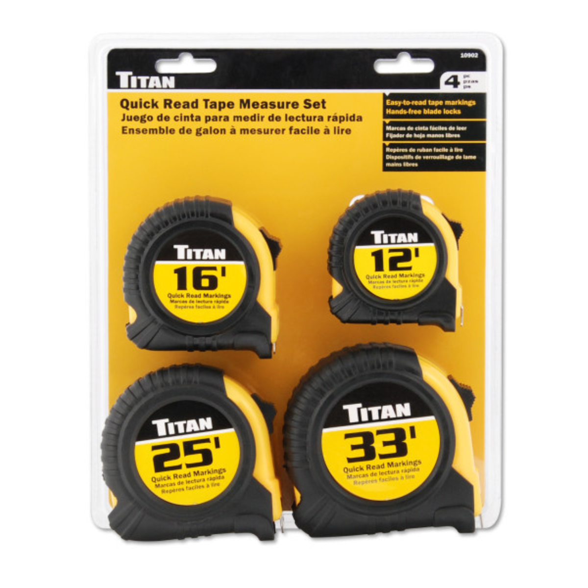 4 pc. Tape Measure Set (10902) - Ridge Toolbox