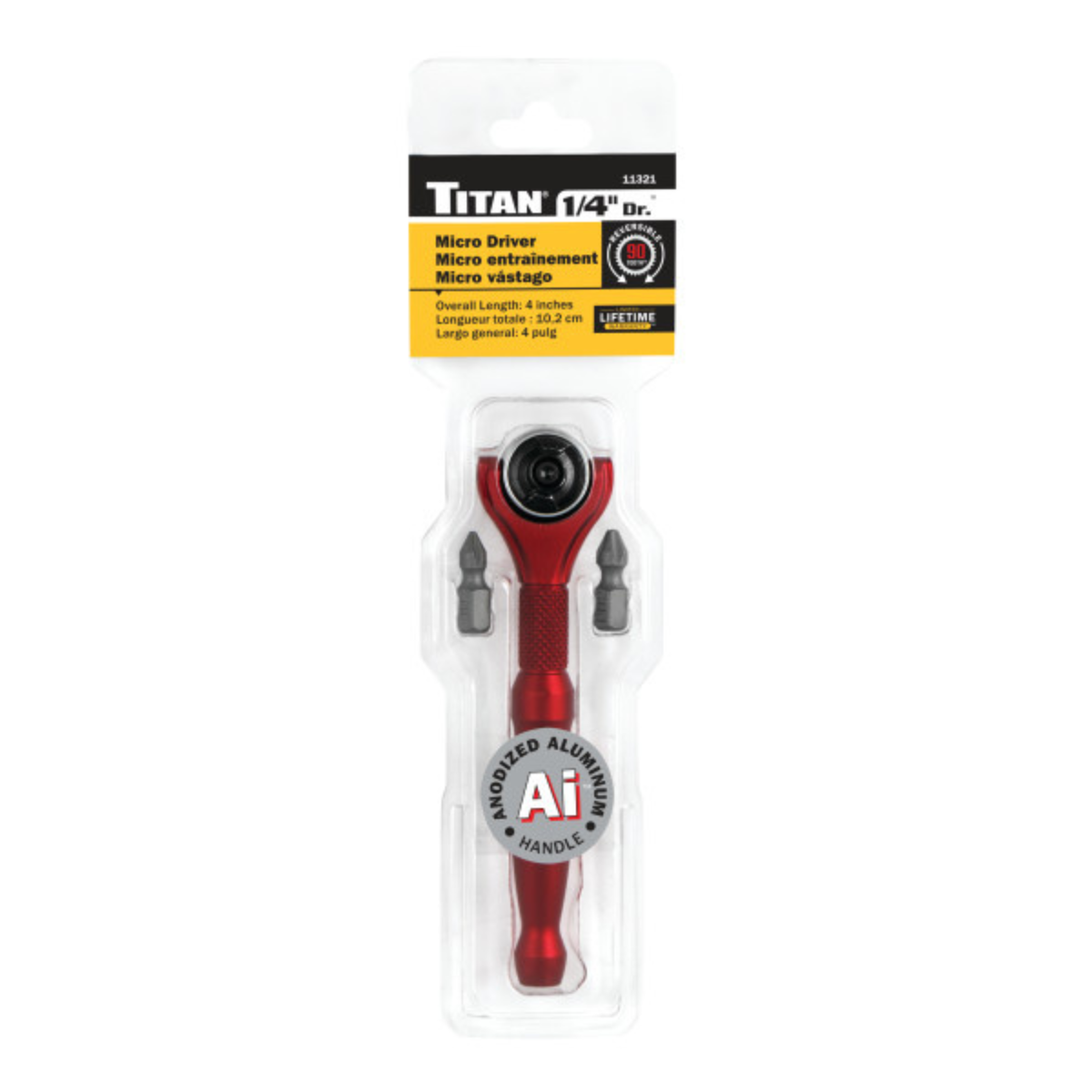 1/4 in Drive Aluminum Swivel Head Ratcheting Micro Bit Driver (11321) - Ridge Toolbox