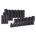 SK Tools USA - 30 Piece 1/2" Drive 6 Pt Metric Std and Deep Impact Socket Set - Ridge Toolbox