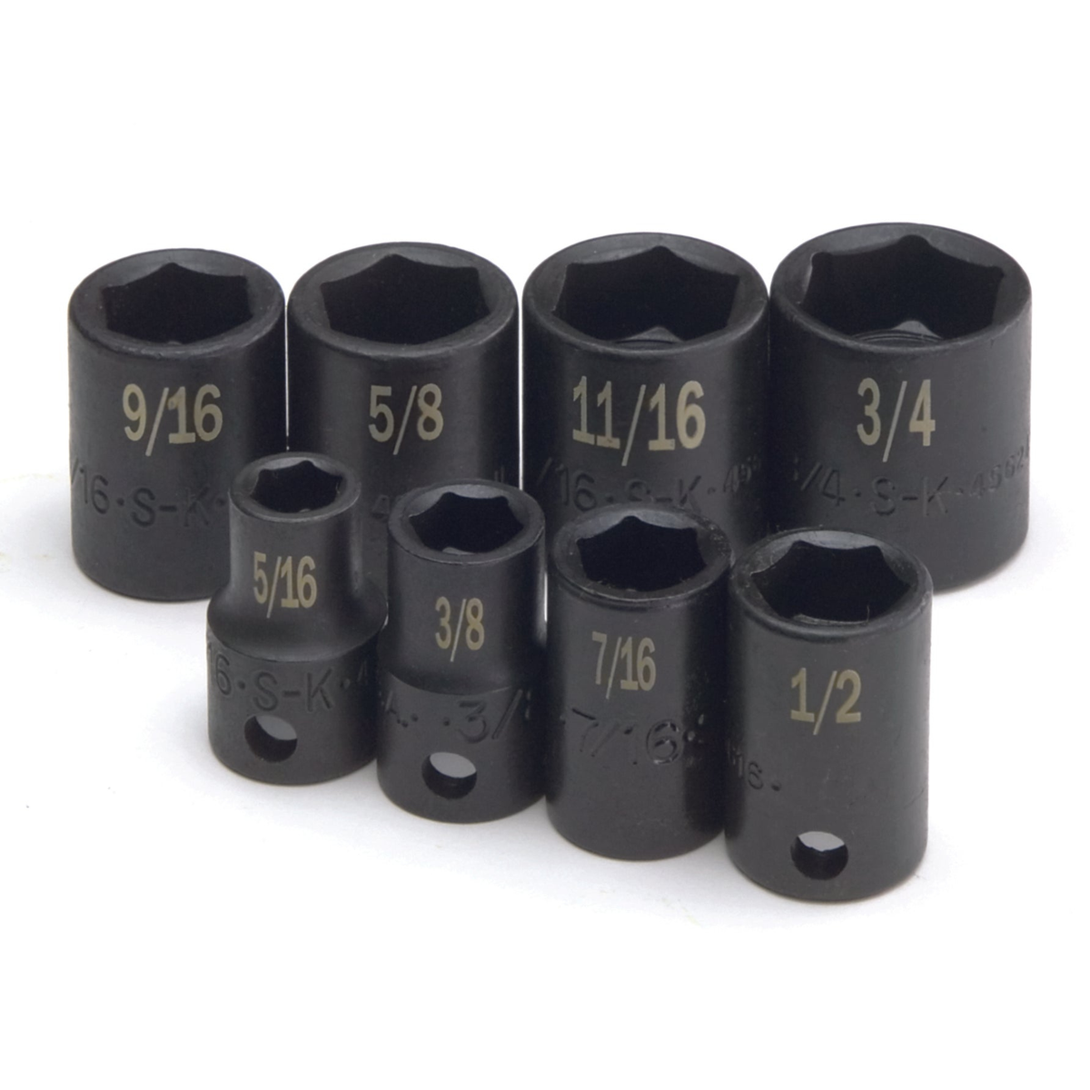 SK Tools USA - 8 Piece 3/8" Drive 6 Point Fractional Standard Impact Socket Set - Ridge Toolbox