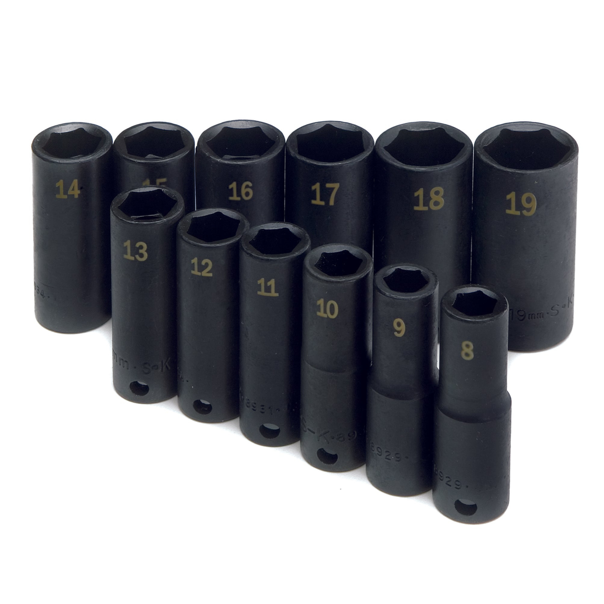 SK Tools USA - 12 Piece 3/8" Drive 6 Point Metric Deep Impact Socket Set - Ridge Toolbox