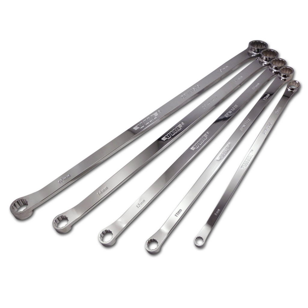 Vim Tools - Drain Plug Wrench Set, Extra Long, Offset Box Heads (8Mm - 19Mm)