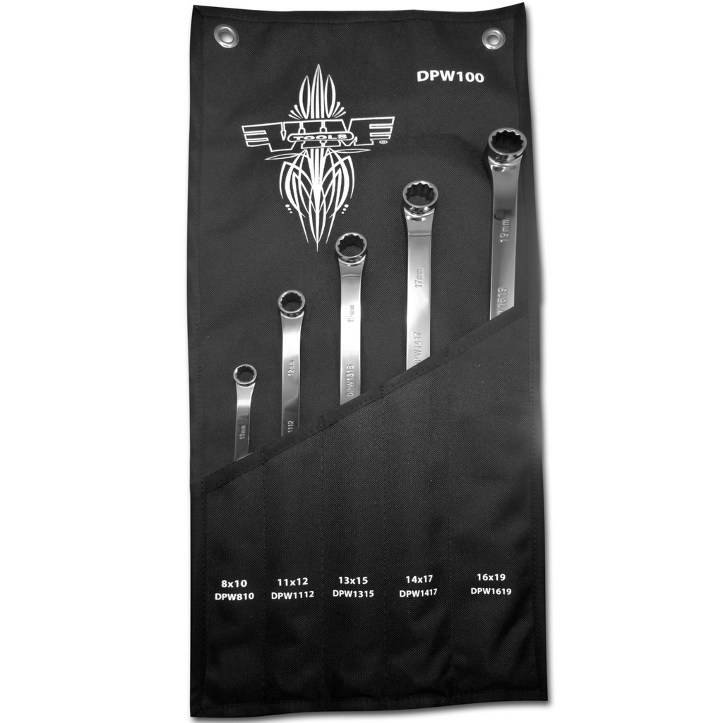 Vim Tools - Drain Plug Wrench Set, Extra Long, Offset Box Heads (8Mm - 19Mm)