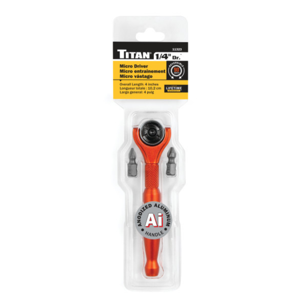 1/4 in. Drive Aluminum Swivel Head Ratcheting Micro Bit Driver (11323) - Ridge Toolbox