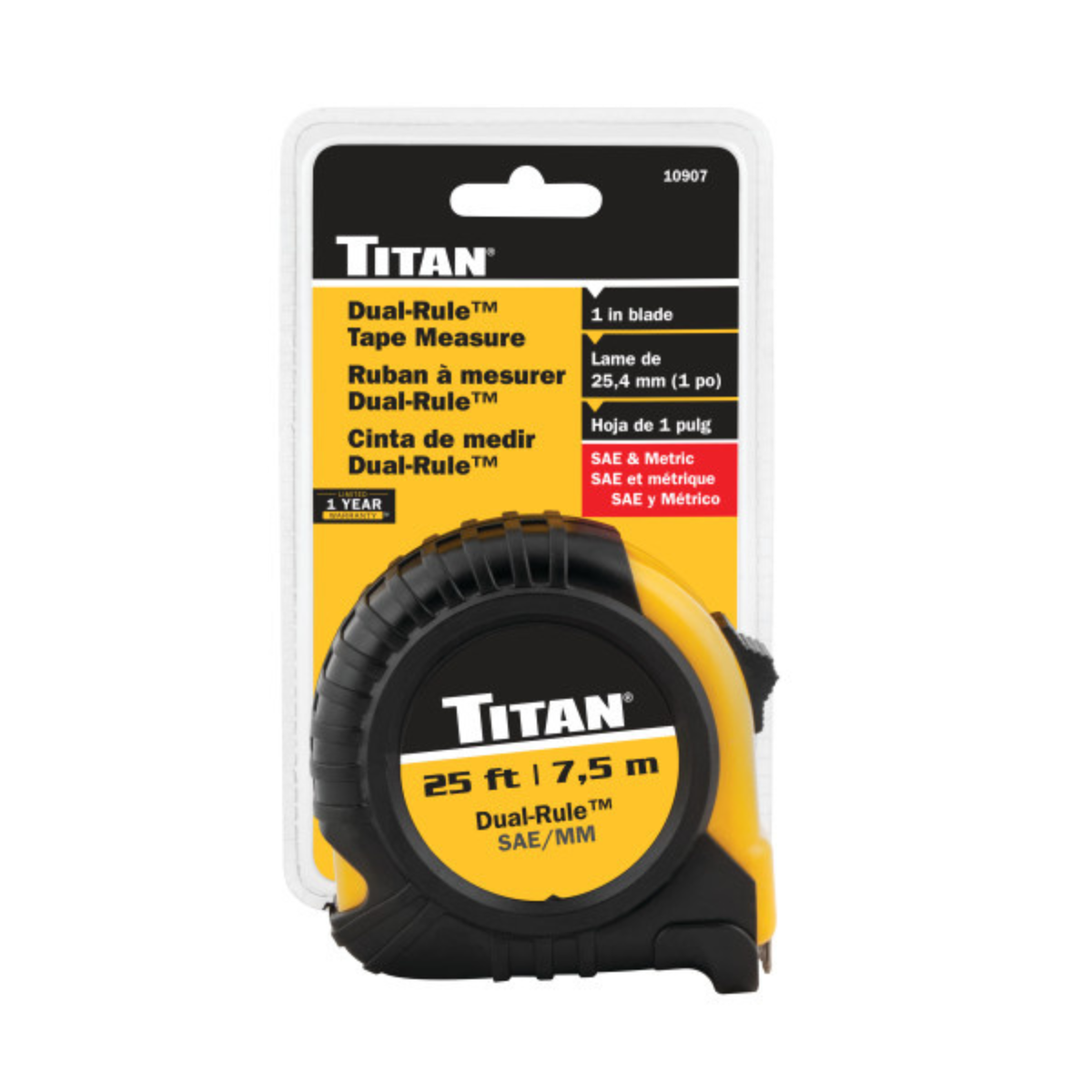 25 ft. Dual-Rule Tape Measure (10907) - Ridge Toolbox