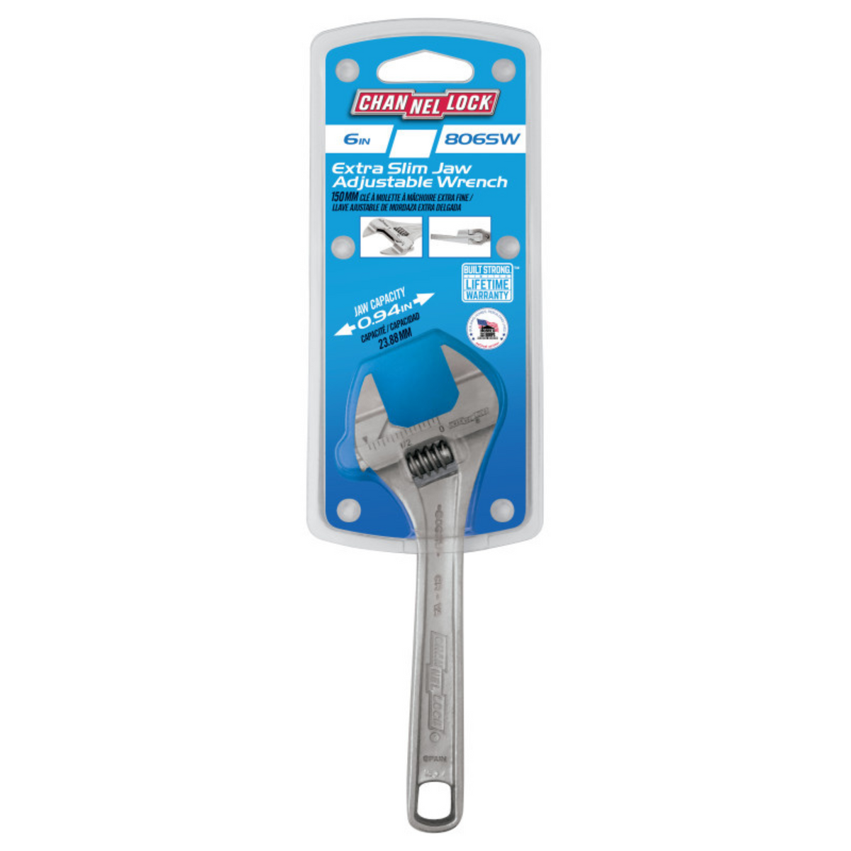 Channellock 6-Inch Precision Adjustable Wrench with Extra Slim Jaw - Ridge Toolbox