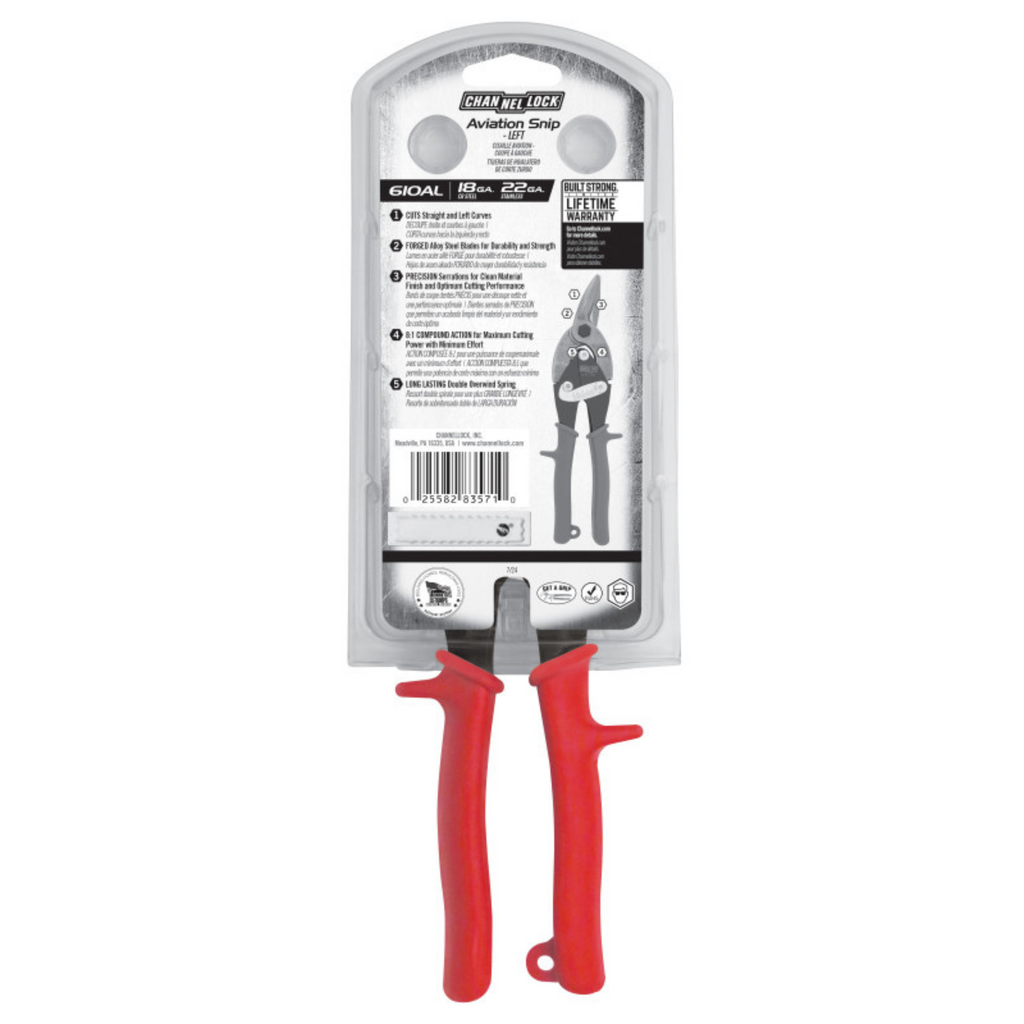 Channellock 10-Inch Left Aviation Snip for Precision Cutting - Ridge Toolbox