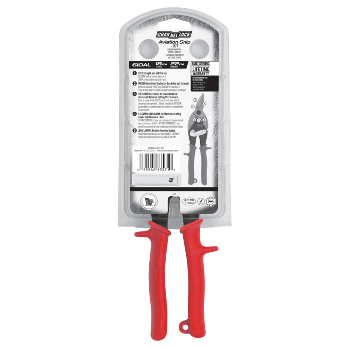 Channellock 10-Inch Left Aviation Snip for Precision Cutting - Ridge Toolbox