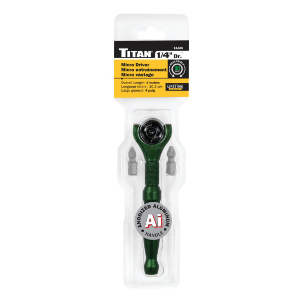 1/4 in. Aluminum Swivel Head Ratcheting Micro Bit Driver (11325) - Ridge Toolbox