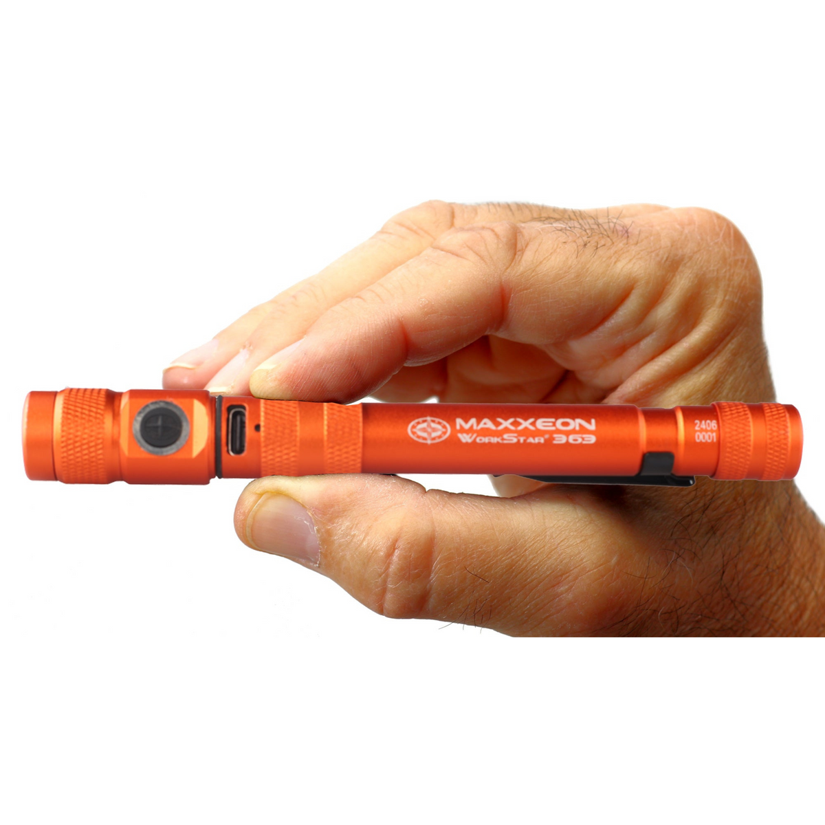 Maxxeon - WorkStar 363 Rechargeable LED Zoom Penlight/Inspection Light USB-C - ORANGE - Ridge Toolbox