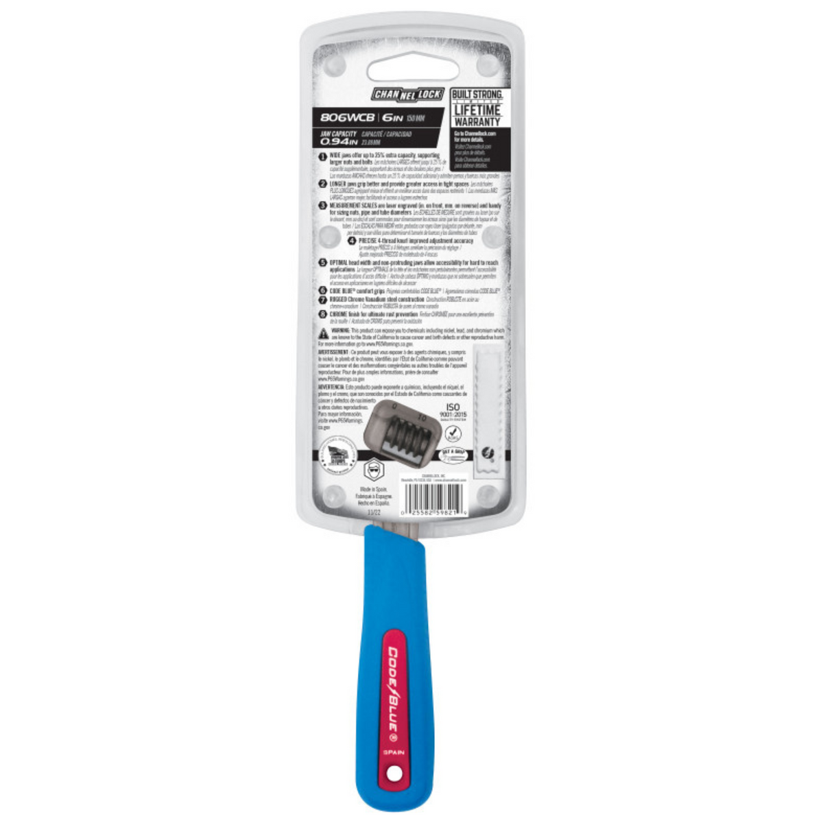 Channellock 6-Inch CODE BLUE® Adjustable Wrench - Ridge Toolbox