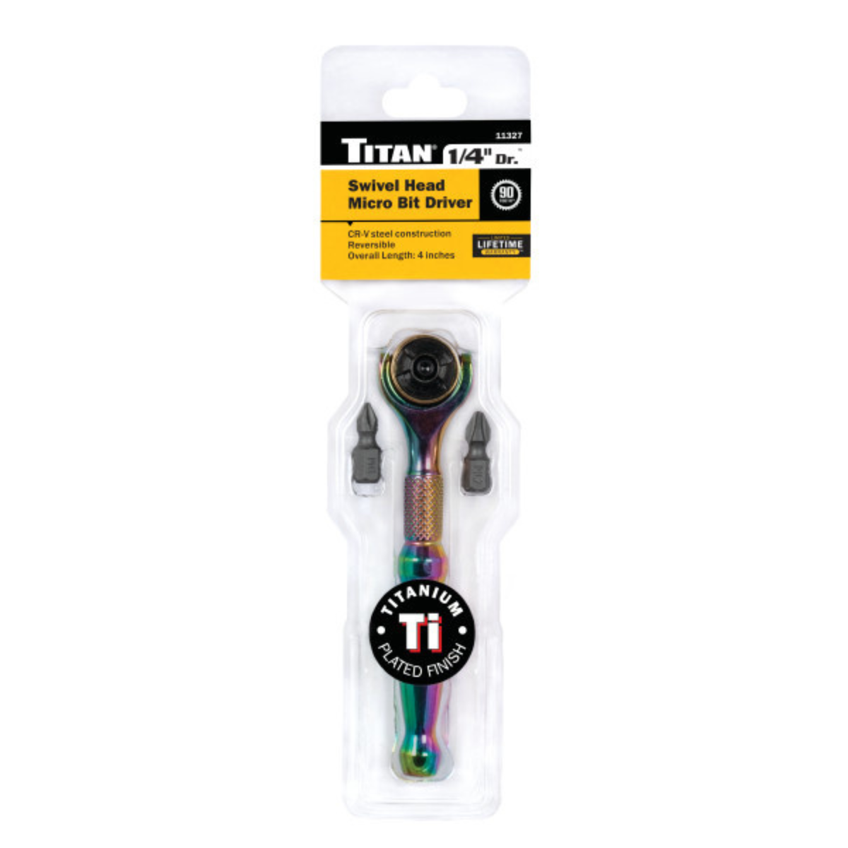 1/4 in. Drive Titanium Swivel Head Ratcheting Micro Bit Driver (11327) - Ridge Toolbox