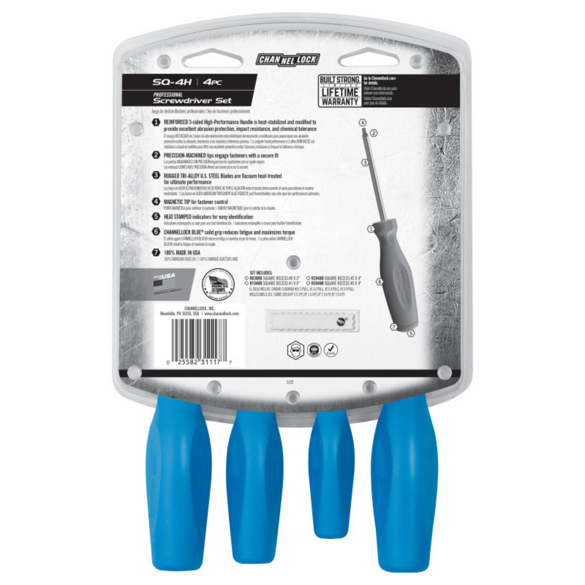 Channellock 4pc Square-Recess Screwdriver Set - Ridge Toolbox