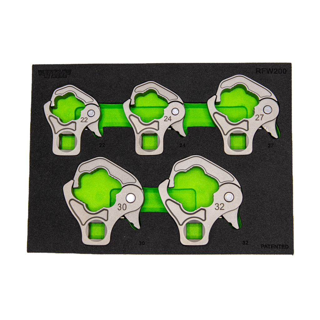 VIM Tools - 5 PC. 1/2” DR. LARGE RATCHETING FLARE NUT WRENCH SET (22, 24, 27, 30, 32MM) - Ridge Toolbox