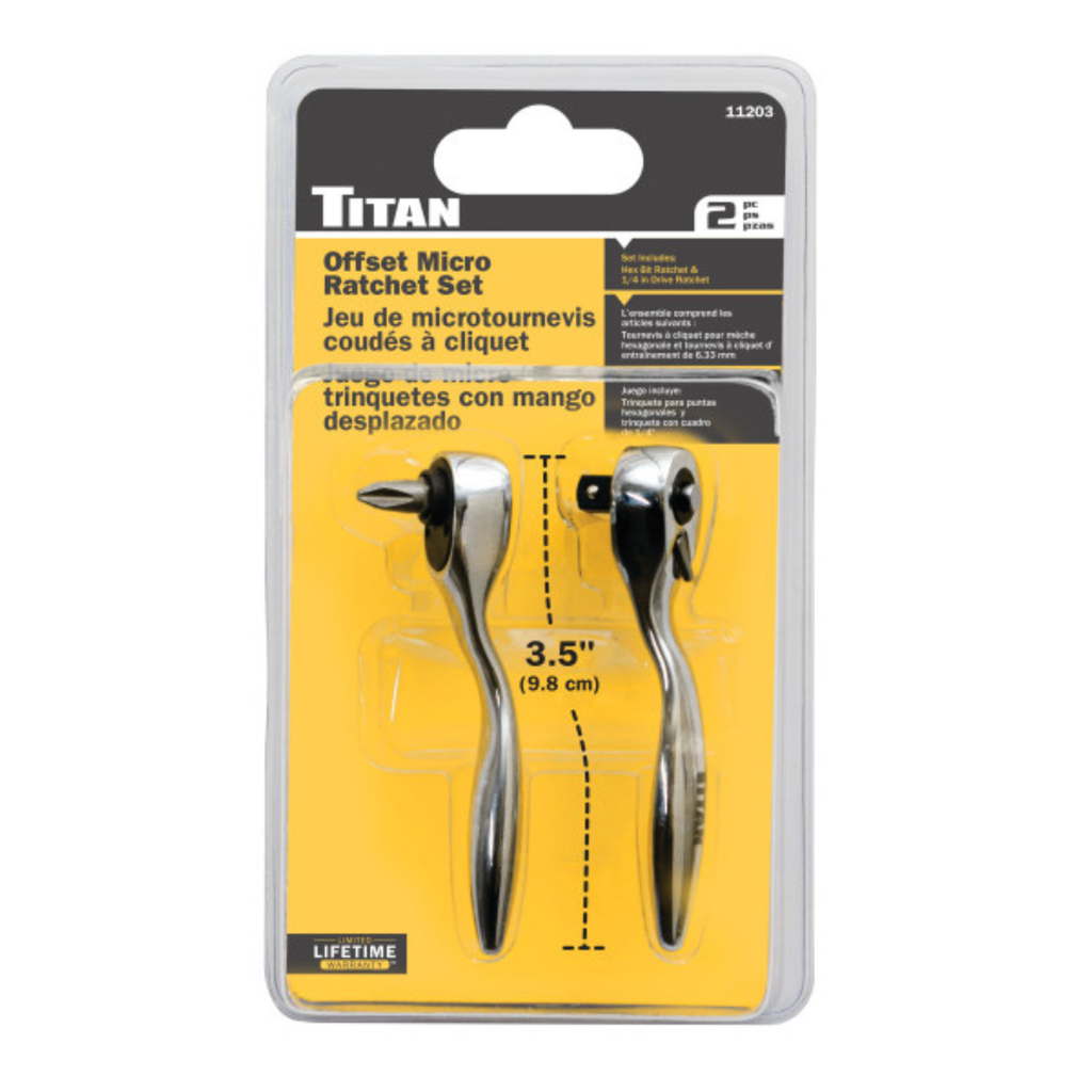 2 pc. Offset Micro Bit Driver and Ratchet Set (11203) - Ridge Toolbox