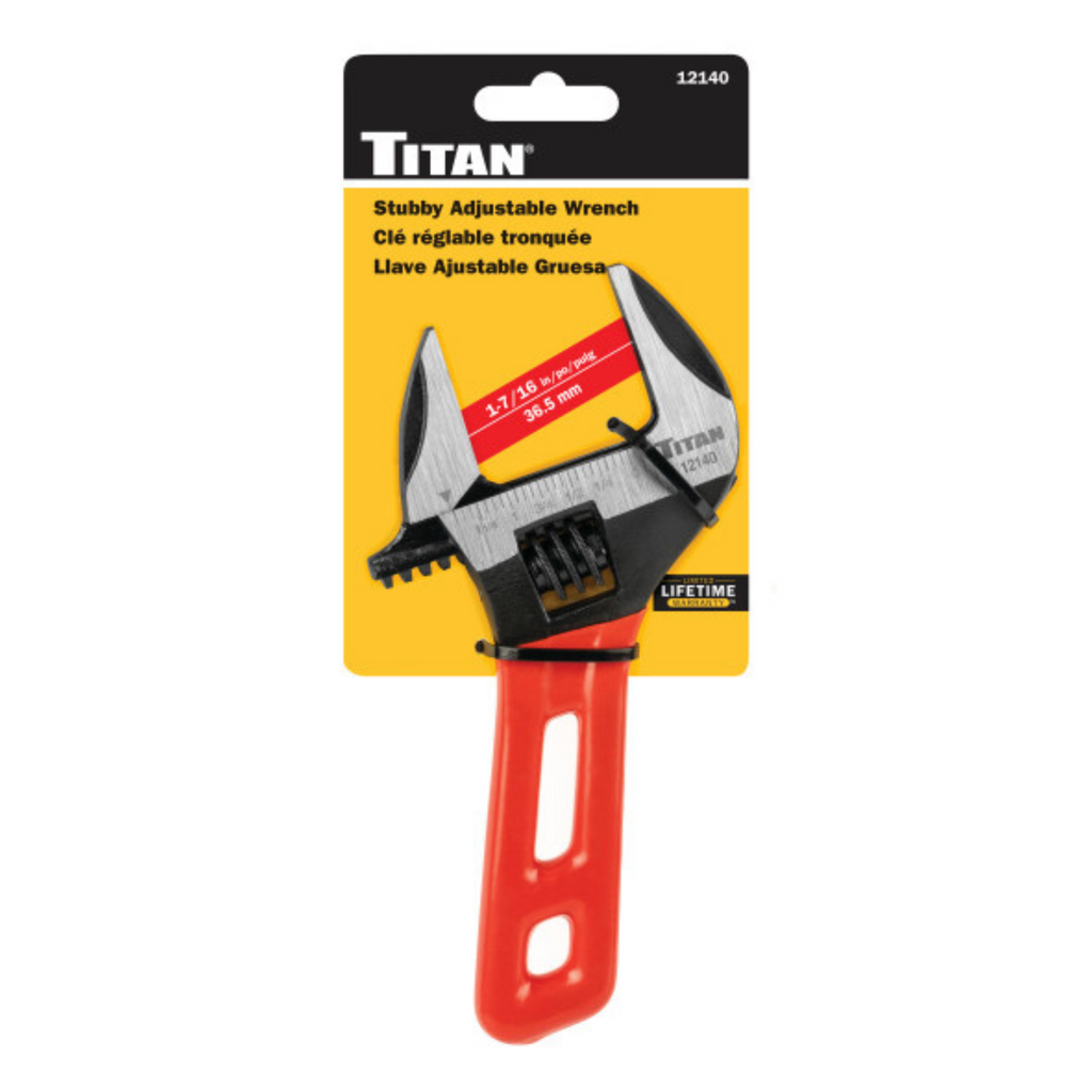 Stubby Adjustable Wrench 1-7/16 in. Jaw Capacity (12140) - Ridge Toolbox