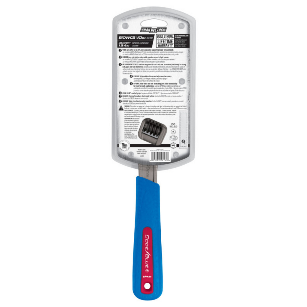 Channellock 10-Inch CODE BLUE® Adjustable Wrench - Ridge Toolbox