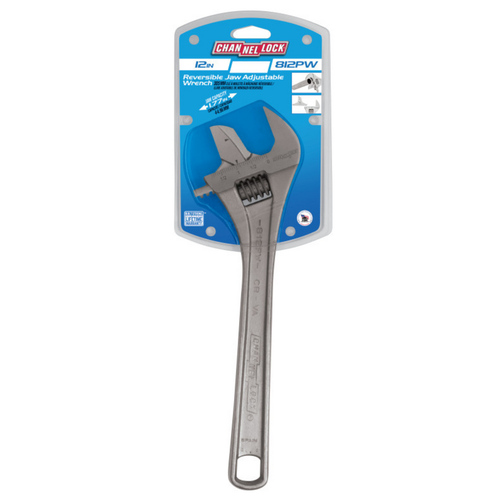 Channellock 12-Inch Reversible Jaw Adjustable Wrench - Ridge Toolbox
