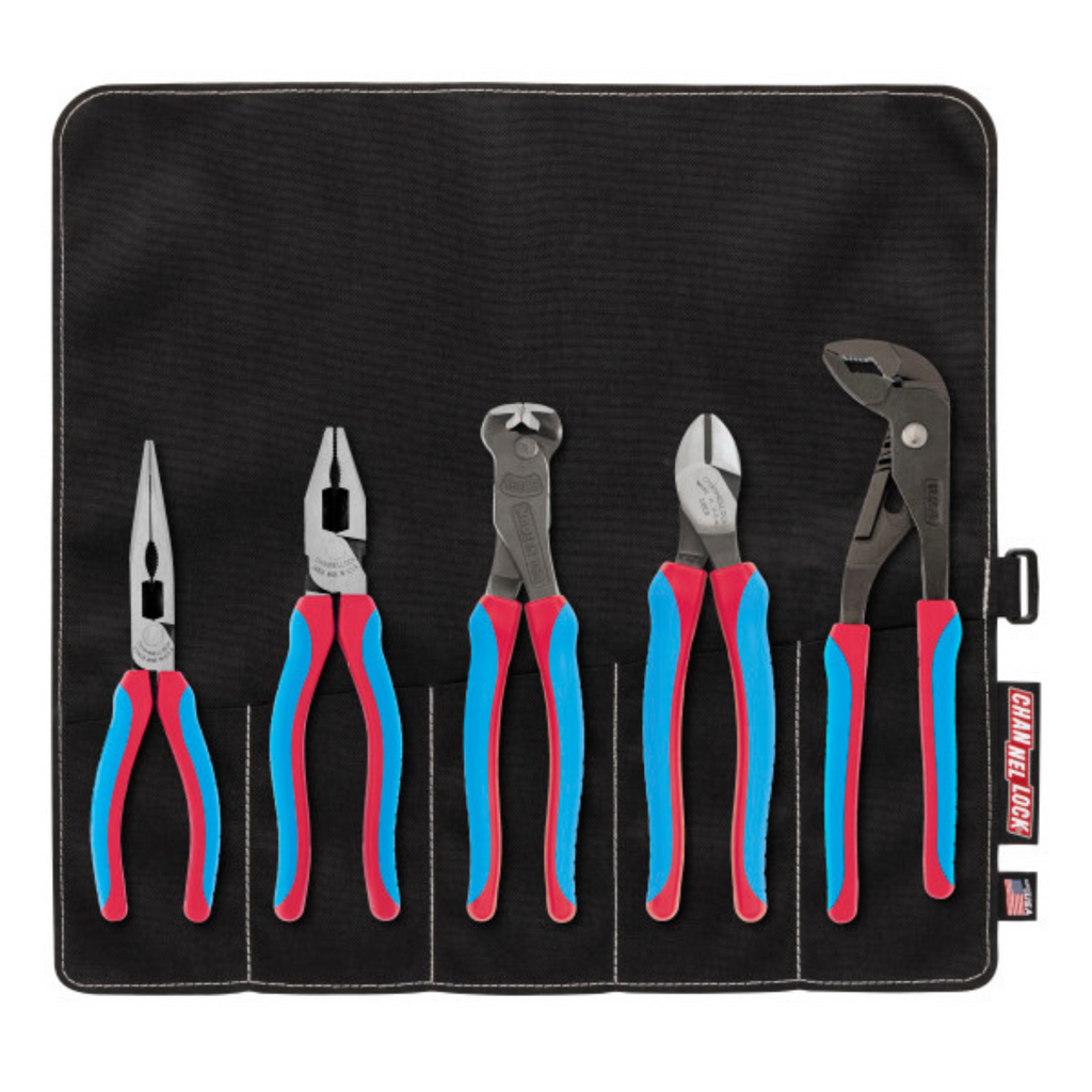Channellock 5pc CODE BLUE® E SERIES™ Pliers Set with Tool Roll - Ridge Toolbox
