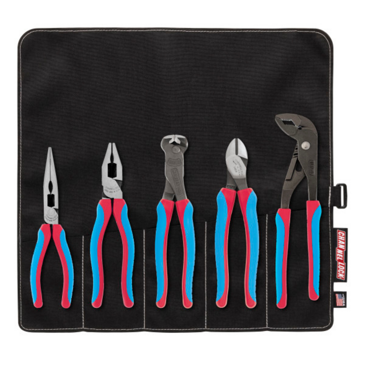 Channellock 5pc CODE BLUE® E SERIES™ Pliers Set with Tool Roll - Ridge Toolbox