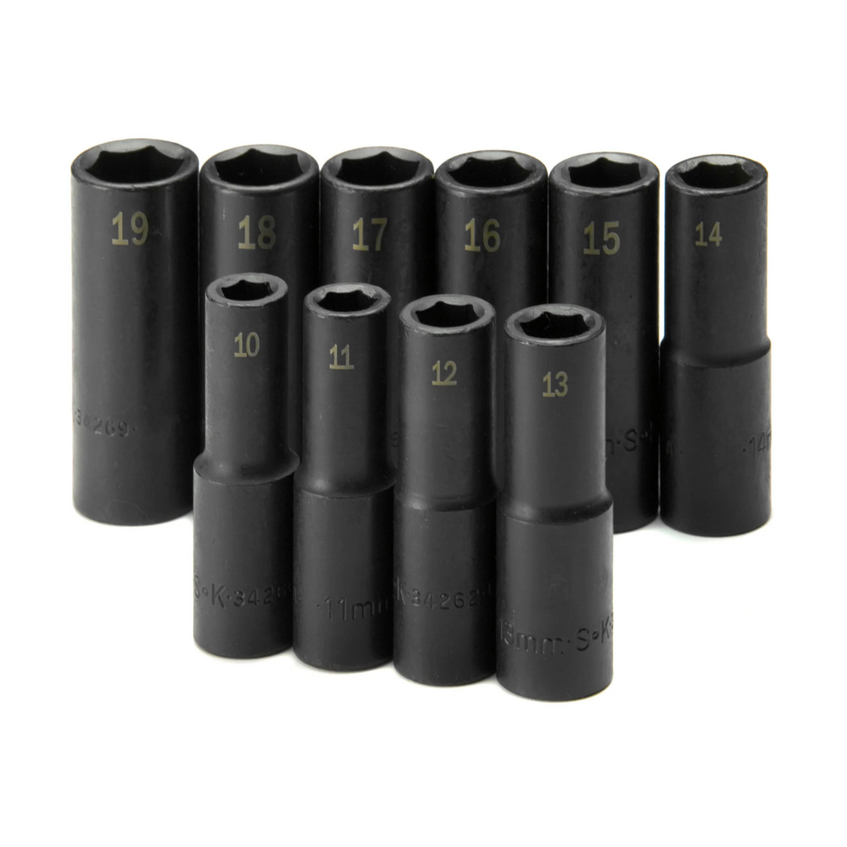 SK Tools USA - 10 Piece 1/2" Drive 6 Point Deep Metric Impact Socket Set - Ridge Toolbox